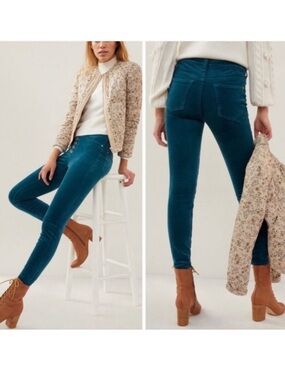 Pilcro Teal Corduroy Button-Front Pants Size 27